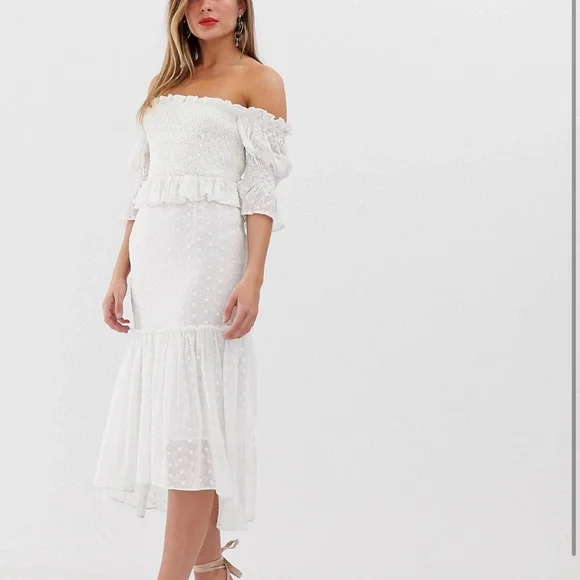 ASOS | Dresses | Asos Crochet Lace Midi Dress In White | Poshmark
